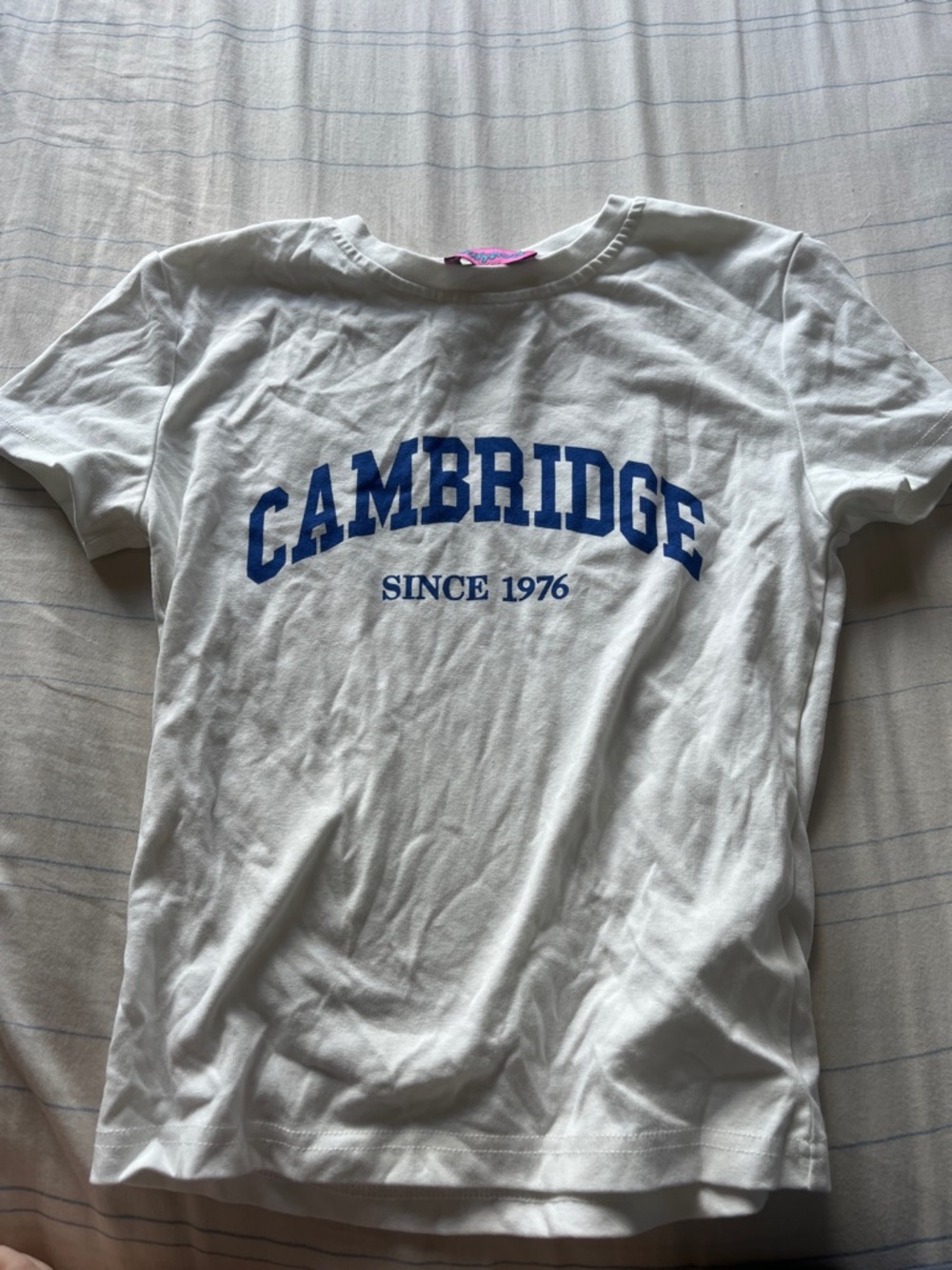 Cambridge baby Tee in White with Blue Print
